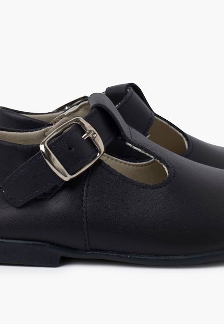 Salomés en cuir avec fermeture à boucle Blanc+Bleu marine 12 - vertbaudet enfant 