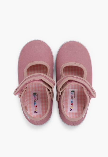 Chaussures babies fille à scratch style basket Blanc+Bleu denim+Bleu marine+Corail+Écru+Fucsia+Gris+Jaune+Rose+Rose pâle+Rouge 56 - vertbaudet enfant 