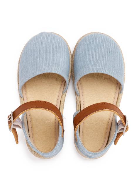 Espadrilles en toile recyclée avec bande type cuir Ciel clair+Citron+Naturel 4 - vertbaudet enfant 
