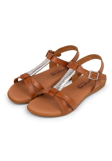Sandales semelle rembourrée et ornement argenté Blanc+Couleur cuir 9 - vertbaudet enfant 