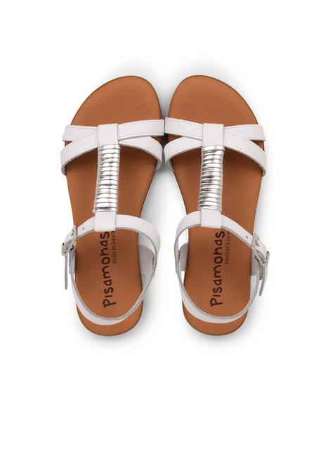 Sandales semelle rembourrée et ornement argenté Blanc+Couleur cuir 5 - vertbaudet enfant 
