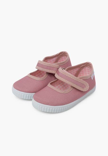 Chaussures babies fille à scratch style basket Blanc+Bleu denim+Bleu marine+Corail+Écru+Fucsia+Gris+Jaune+Rose+Rose pâle+Rouge 55 - vertbaudet enfant 