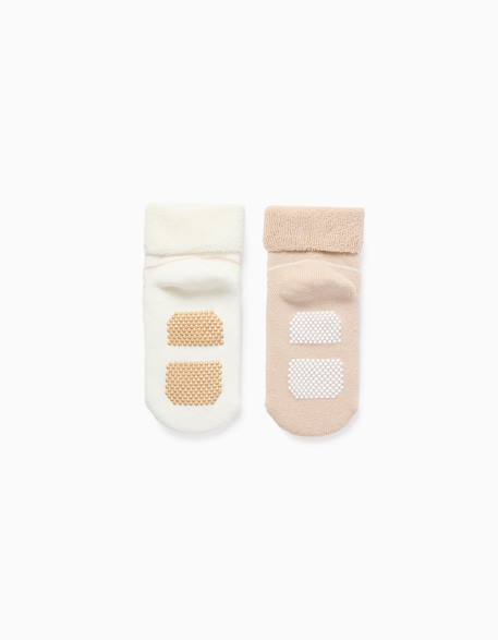 Lot de 2 paires de chaussettes rayées antidérapantes Multicolore 2 - vertbaudet enfant 