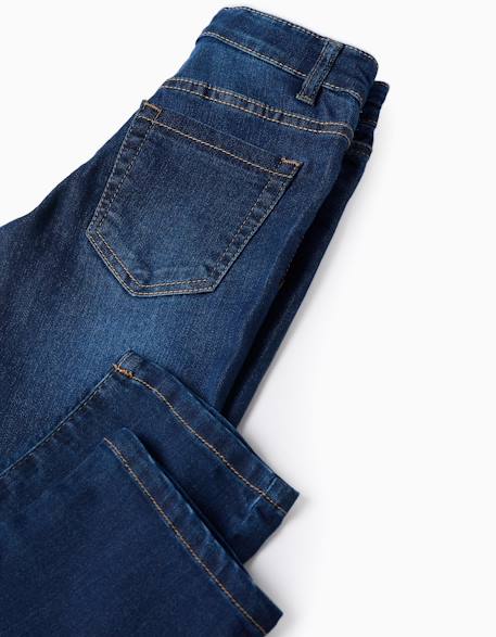 Jean à coupe droite Bleu+Bleu foncé 8 - vertbaudet enfant 
