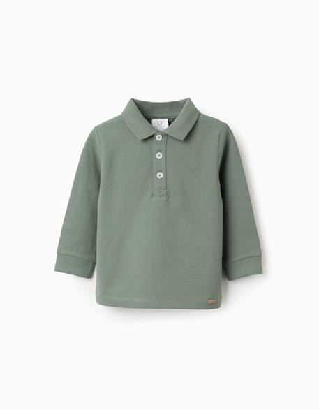 Polo à manches longues en coton Blanc+Bleu foncé+Vert foncé 9 - vertbaudet enfant 