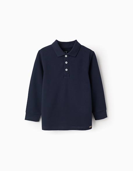 Polo à manches longues en coton Blanc+Bleu foncé+Vert foncé 5 - vertbaudet enfant 