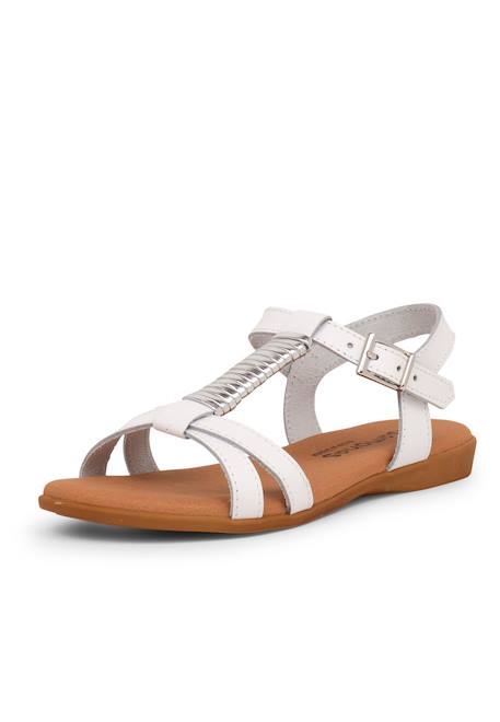 Sandales semelle rembourrée et ornement argenté Blanc+Couleur cuir 2 - vertbaudet enfant 