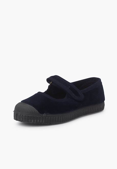 Chaussures babies en velours embout en caoutchouc Bleu marine+Gris+Noir+Vieux rose 2 - vertbaudet enfant 