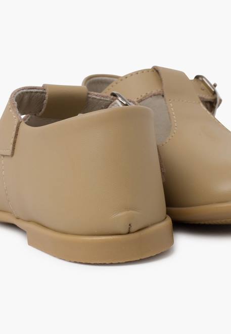 Salomés en cuir avec fermeture à boucle Blanc+Camel+Ciel clair 12 - vertbaudet enfant 