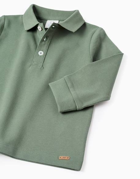 Polo à manches longues en coton Blanc+Bleu foncé+Vert foncé 11 - vertbaudet enfant 