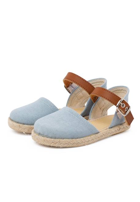 Espadrilles en toile recyclée avec bande type cuir Ciel clair+Citron+Naturel 3 - vertbaudet enfant 