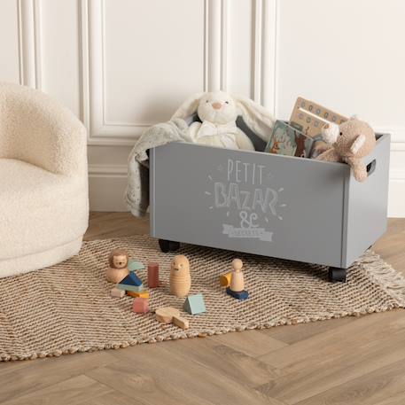 Coffre à jouets à roulettes Gris 3 - vertbaudet enfant 