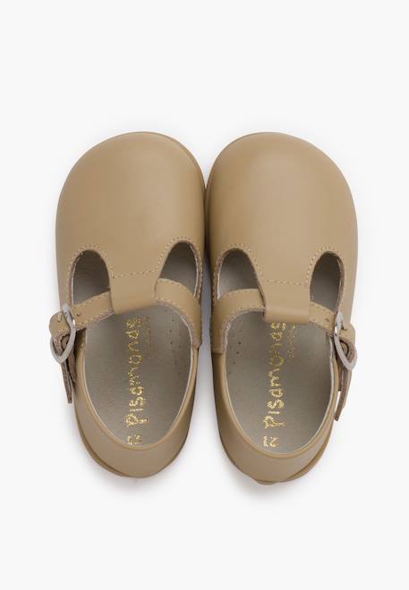 Salomés en cuir avec fermeture à boucle Blanc+Camel+Ciel clair 11 - vertbaudet enfant 