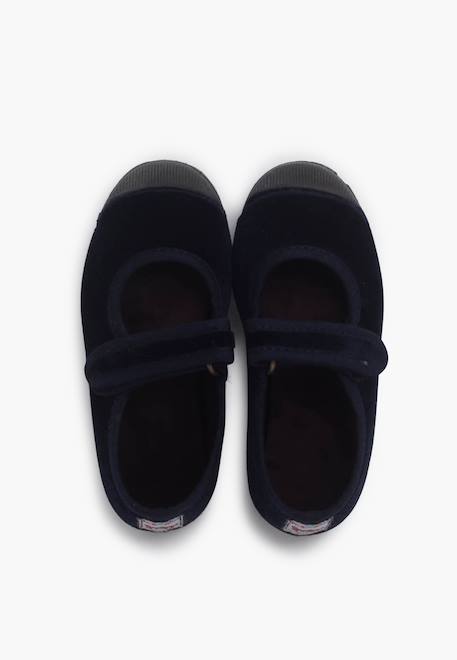 Chaussures babies en velours embout en caoutchouc Bleu marine+Gris+Noir+Vieux rose 5 - vertbaudet enfant 