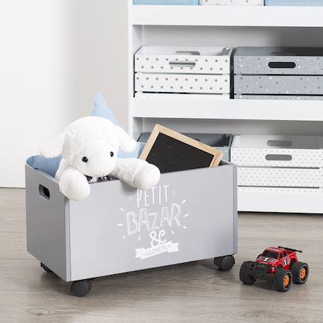 Coffre à jouets à roulettes Gris 1 - vertbaudet enfant 
