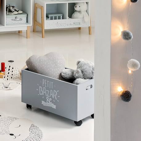 Coffre à jouets à roulettes Gris 4 - vertbaudet enfant 