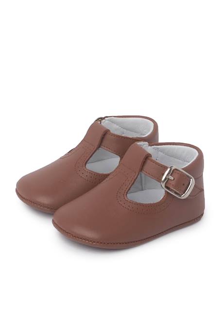 Salomés en cuir pour bébés Beige+Blanc+Bleu marine+Ciel clair+Couleur cuir+Gris 28 - vertbaudet enfant 