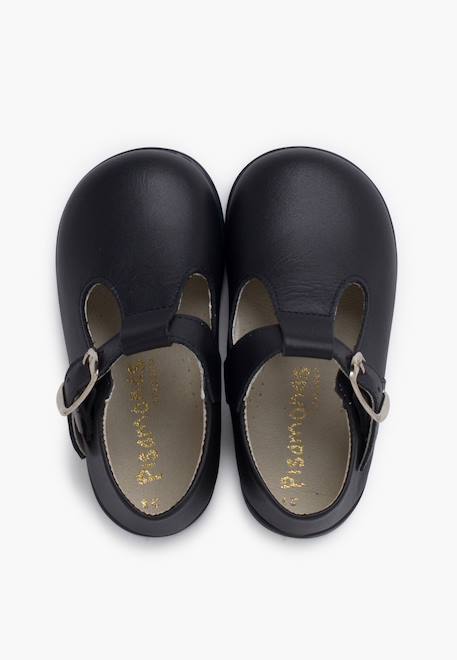 Salomés en cuir avec fermeture à boucle Blanc+Bleu marine 11 - vertbaudet enfant 