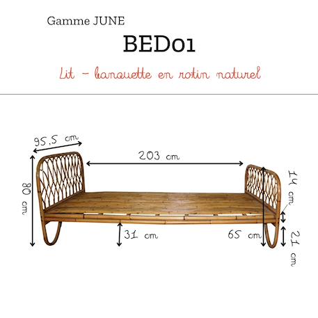 Lit-banquette en rotin naturel - june Naturel 5 - vertbaudet enfant 