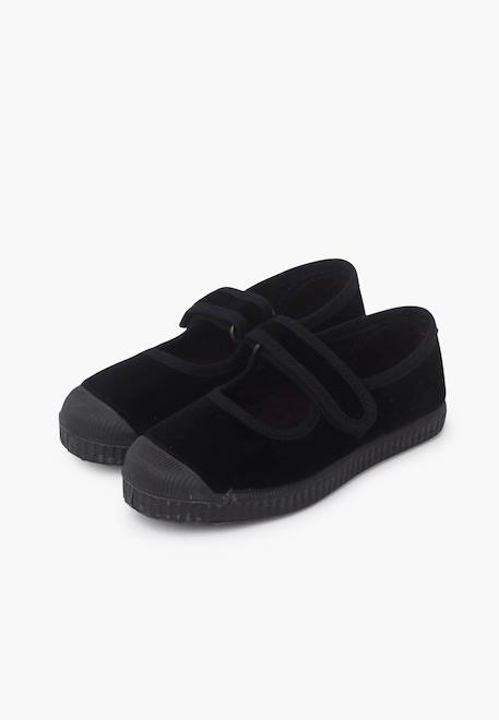 Chaussures babies en velours embout en caoutchouc Bleu marine+Gris+Noir+Vieux rose 16 - vertbaudet enfant 
