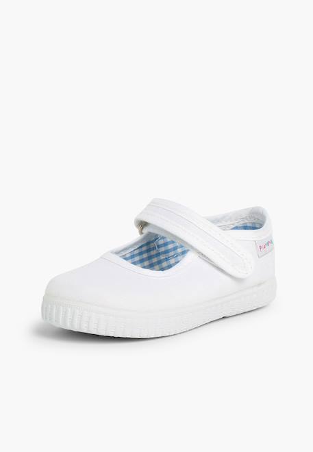 Chaussures babies fille à scratch style basket Blanc+Bleu denim+Bleu marine+Corail+Écru+Fucsia+Gris+Jaune+Rose+Rose pâle+Rouge 2 - vertbaudet enfant 