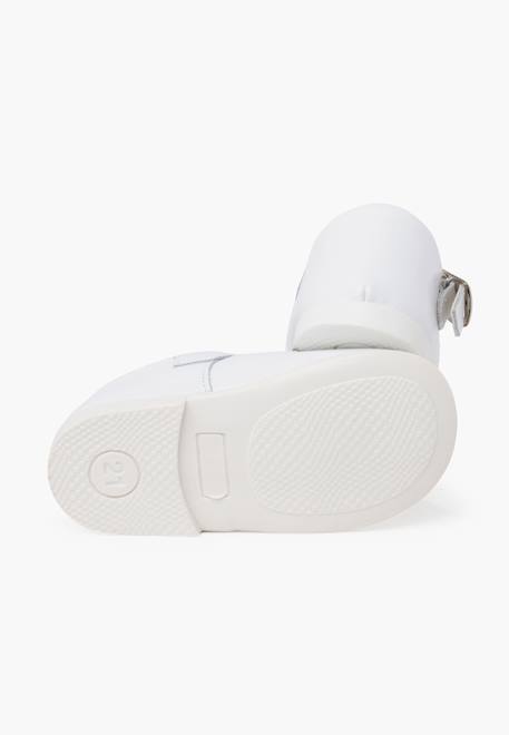 Salomés en cuir avec fermeture à boucle Blanc+Ciel clair 3 - vertbaudet enfant 