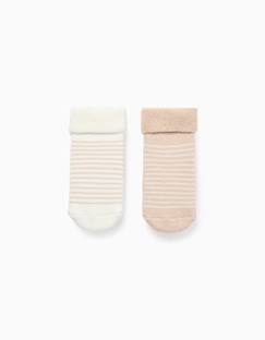 -Lot de 2 paires de chaussettes rayées antidérapantes