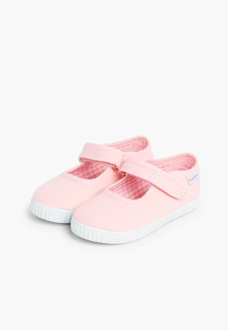 Chaussures babies fille à scratch style basket Blanc+Bleu denim+Bleu marine+Corail+Écru+Fucsia+Gris+Jaune+Rose+Rose pâle+Rouge 50 - vertbaudet enfant 