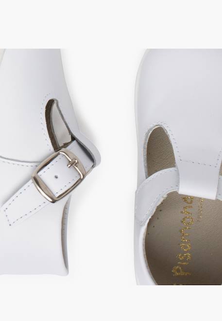 Salomés en cuir avec fermeture à boucle Blanc+Ciel clair 6 - vertbaudet enfant 