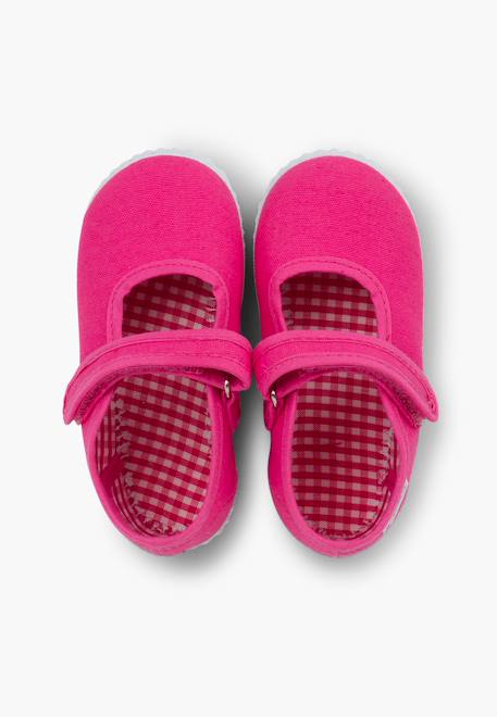 Chaussures babies fille à scratch style basket Blanc+Bleu denim+Bleu marine+Corail+Écru+Fucsia+Gris+Jaune+Rose+Rose pâle+Rouge 34 - vertbaudet enfant 