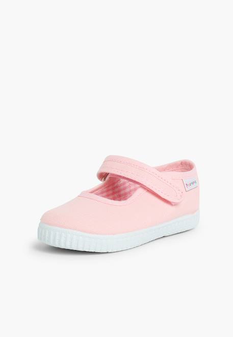 Chaussures babies fille à scratch style basket Blanc+Bleu denim+Bleu marine+Corail+Écru+Fucsia+Gris+Jaune+Rose+Rose pâle+Rouge 48 - vertbaudet enfant 