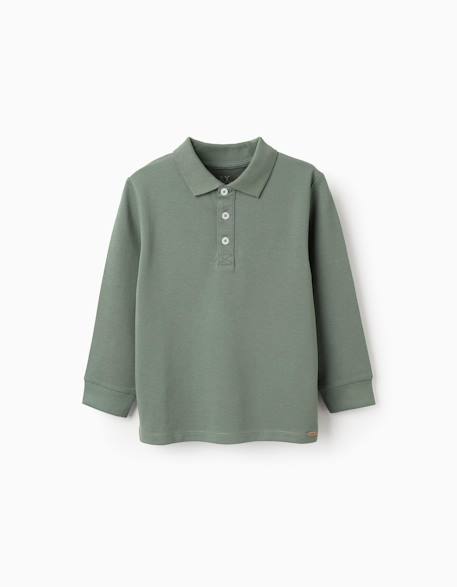 Polo à manches longues en coton Blanc+Bleu foncé+Vert foncé 9 - vertbaudet enfant 