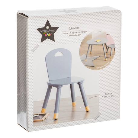 Chaise enfant - douceur Blanc+Blanc - étoile+Gris 13 - vertbaudet enfant 