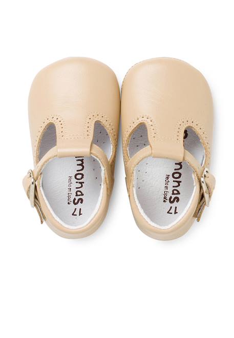 Salomés en cuir pour bébés Beige+Blanc+Bleu marine+Ciel clair+Couleur cuir+Gris 5 - vertbaudet enfant 