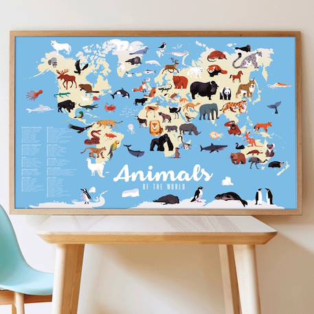 Poster géant 67 stickers animaux du monde Multi-coloured 1 - vertbaudet enfant 