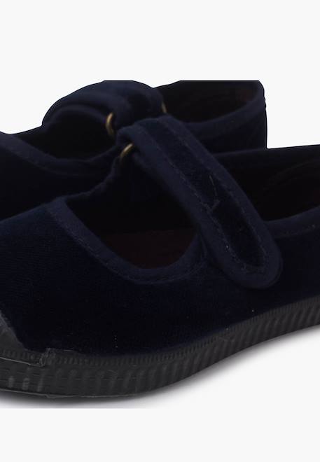 Chaussures babies en velours embout en caoutchouc Bleu marine+Gris+Noir+Vieux rose 6 - vertbaudet enfant 