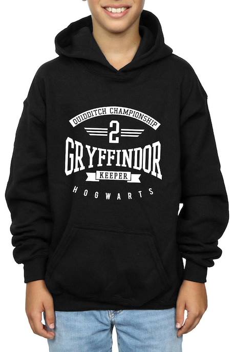 Sweat à capuche en coton peigné de qualité supérieure harry potter gryffindor keeper Blanc+Noir 10 - vertbaudet enfant 
