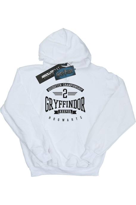 Sweat à capuche en coton peigné de qualité supérieure harry potter gryffindor keeper Blanc+Noir 1 - vertbaudet enfant 
