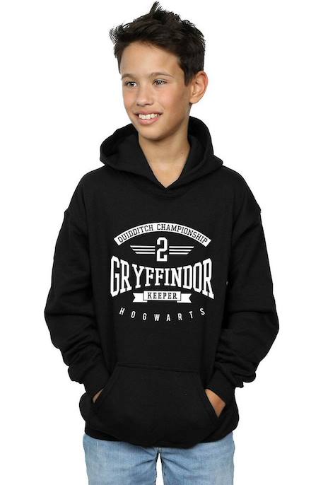 Sweat à capuche en coton peigné de qualité supérieure harry potter gryffindor keeper Blanc+Noir 7 - vertbaudet enfant 