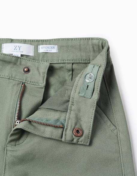 Pantalon chino en sergé Bleu foncé+Vert foncé 7 - vertbaudet enfant 