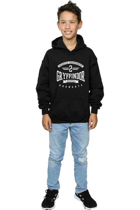 Sweat à capuche en coton peigné de qualité supérieure harry potter gryffindor keeper Blanc+Noir 8 - vertbaudet enfant 