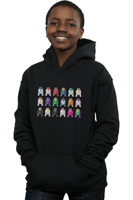 Sweat à capuche coton star wars r2 units Blanc+Noir 5 - vertbaudet enfant 