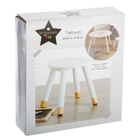 Tabouret enfant en bois - douceur Blanc 3 - vertbaudet enfant 