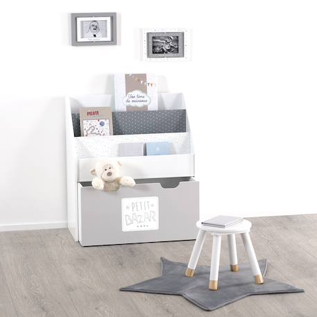 Bibliothèque avec bac de rangement - douceur Blanc+Gris 5 - vertbaudet enfant 