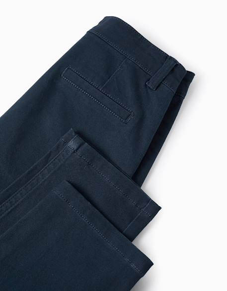 Pantalon chino en sergé Bleu foncé+Vert foncé 4 - vertbaudet enfant 