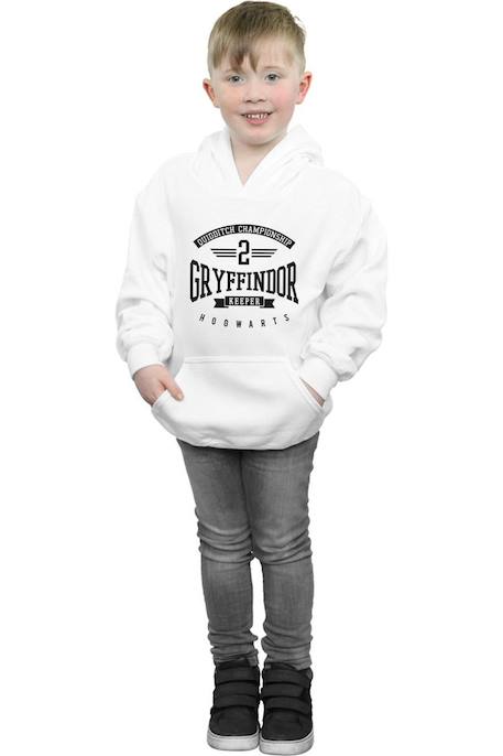 Sweat à capuche en coton peigné de qualité supérieure harry potter gryffindor keeper Blanc+Noir 4 - vertbaudet enfant 