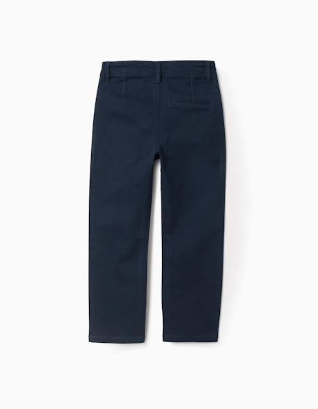 Pantalon chino en sergé Bleu foncé+Vert foncé 3 - vertbaudet enfant 
