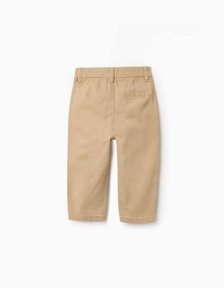 Pantalon chino en sergé Beige clair 2 - vertbaudet enfant 