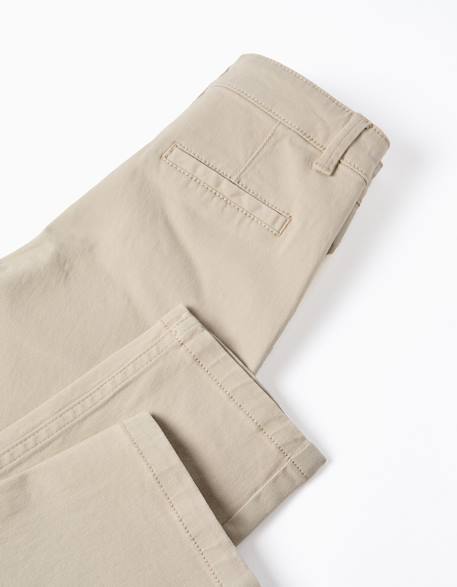 Pantalon chino en sergé Beige clair 4 - vertbaudet enfant 