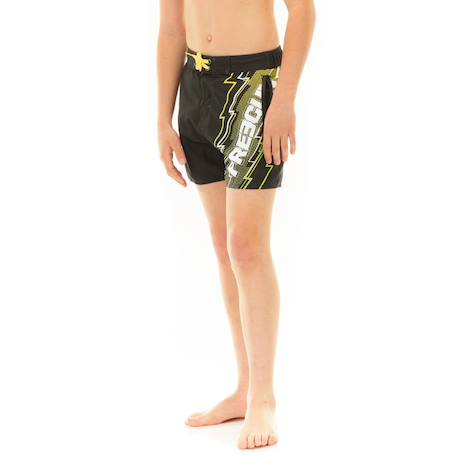 Boardshort court  ceinture demi-élastiquée eclair Noir/jaune 2 - vertbaudet enfant 